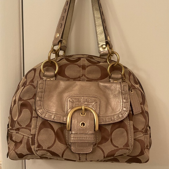 Coach Brown and Gold Large Shoulder Bag - Picture 1 of 14